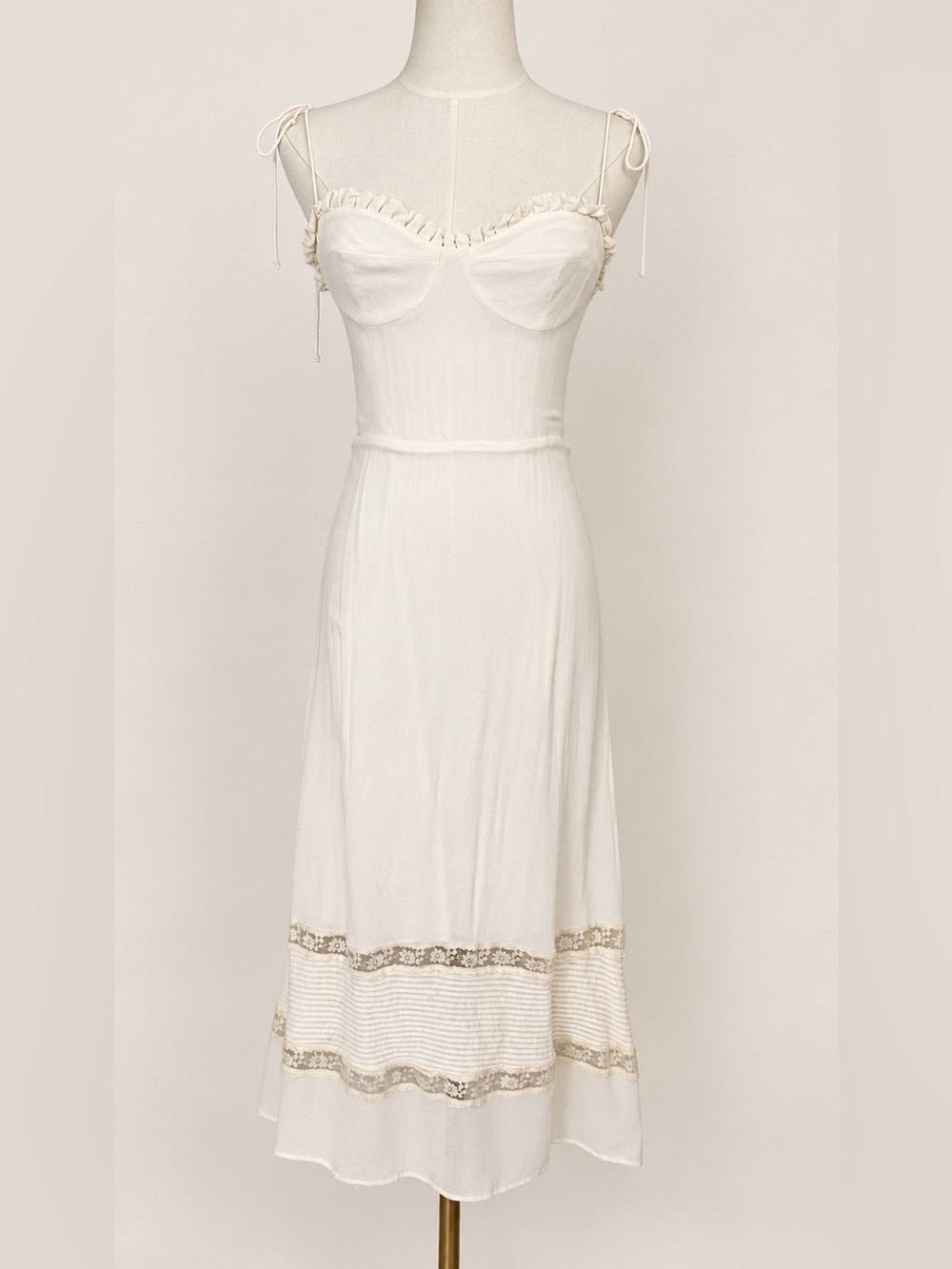 Reformation Ronan Ivory Lace Midi Dress Romantic Corset Size 4 - Picture 2 of 8